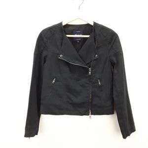 Madewell sidecar black linen/cotton moto jacket xs